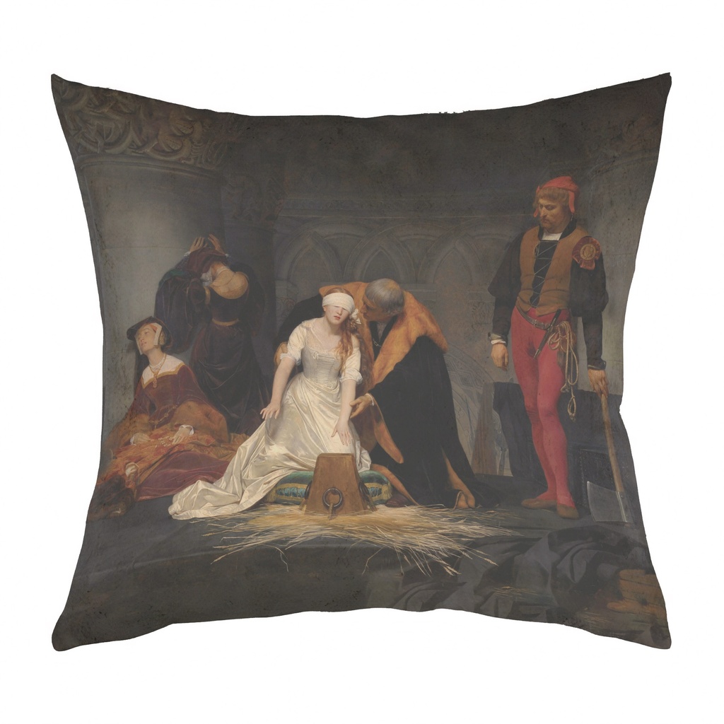 "Lady Jane Grey Execution" 40cm x 40cm Faux Leather Cushion Cover
