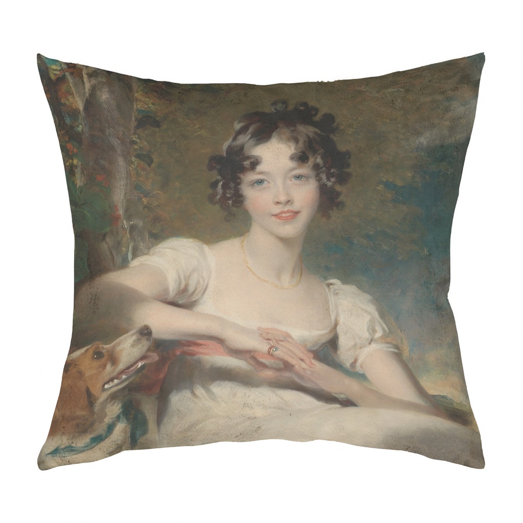 "Lady Maria Conyngham" 40cm x 40cm Faux Leather Cushion Cover (Antique White)