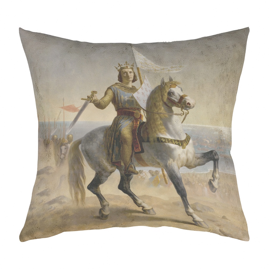 "Louis IX" 40cm x 40cm Faux Leather Cushion Cover (Antique White)