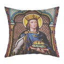 "Saint Louis (Louis IX) Stained Glass 2" 40cm x 40cm Faux Leather Cushion Cover