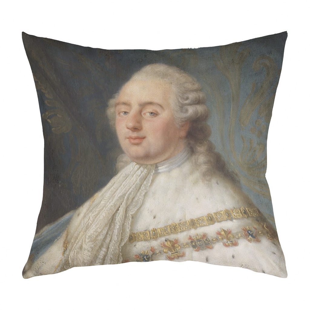 "Louis XVI Detail 2" by Antoine-François Callet 40cm x 40cm Faux Leather Cushion Cover (Antique White)