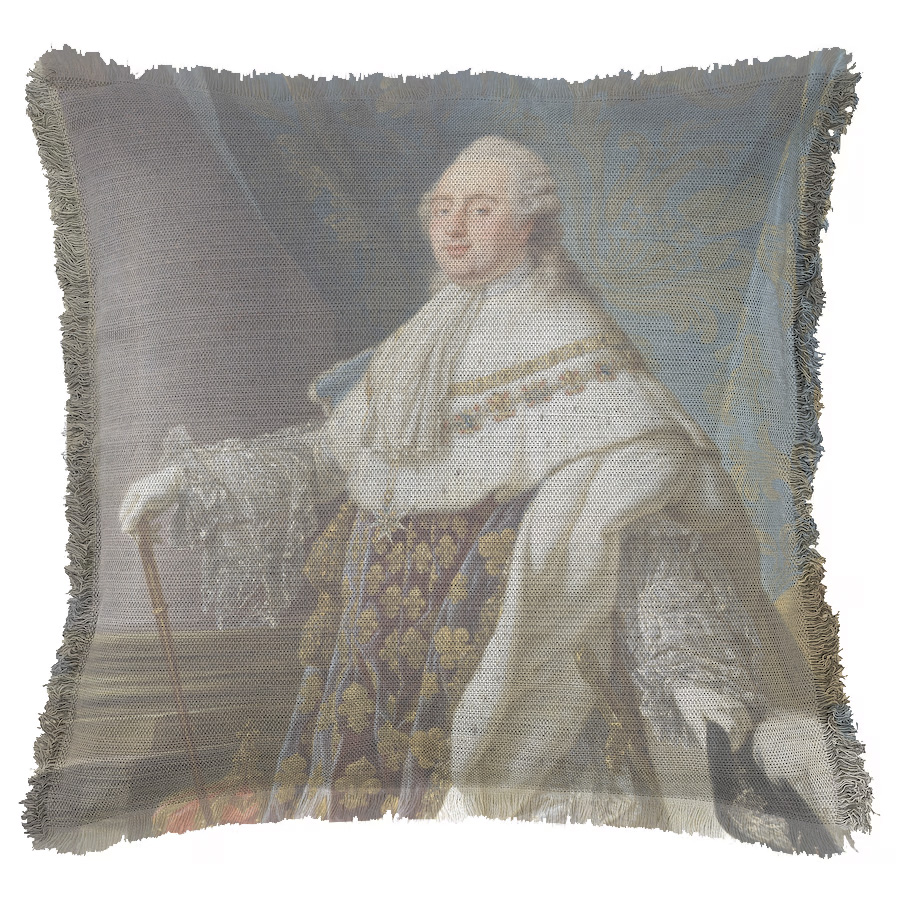 "Louis XVI Detail" by Antoine-François Callet 50cm x 50cm Fringed Cotton/Poly Cushion Cover
