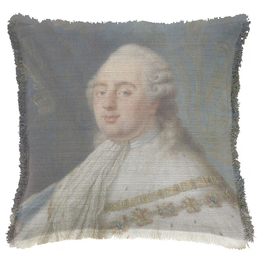 "Louis XVI Detail 2" by Antoine-François Callet 50cm x 50cm Fringed Cotton/Poly Cushion Cover