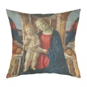 "Madonna and Child Enthroned" 40cm x 40cm Faux Leather Cushion Cover