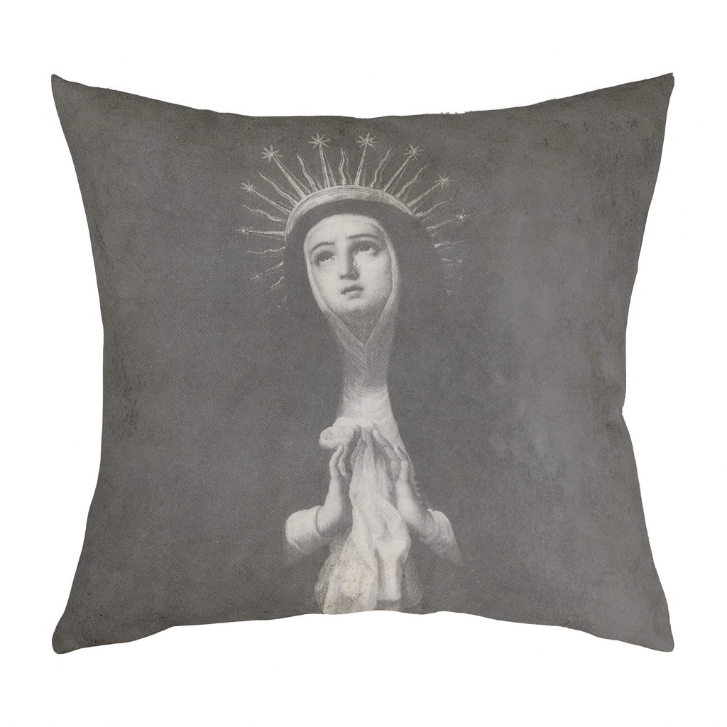 "Madonna Black and White" 40cm x 40cm Faux Leather Cushion Cover (Antique White)