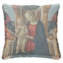 "Madonna and Child Enthroned" 50cm x 50cm Fringed Cotton/Poly Cushion Cover
