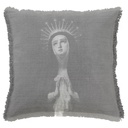 "Madonna Black and White" 50cm x 50cm Fringed Cotton/Poly Cushion Cover