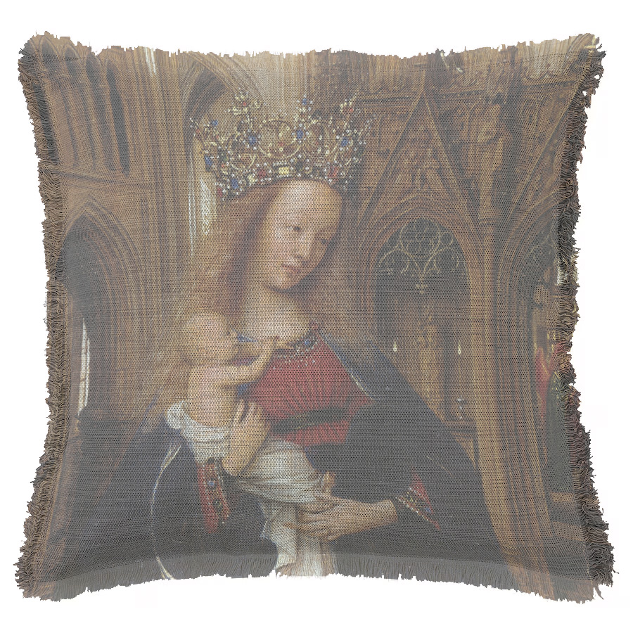 "Madonna" by Jan van Eyck 50cm x 50cm Fringed Cotton/Poly Cushion Cover