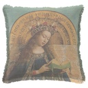 "Madonna from the Ghent Alterpiece" 50cm x 50cm Fringed Cotton/Poly Cushion Cover
