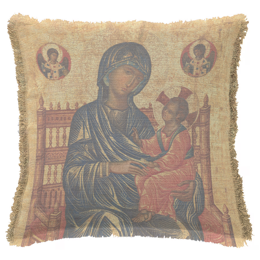 "Madonna Italo Byzantine" 50cm x 50cm Fringed Cotton/Poly Cushion Cover