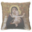 "Madonna of the Lillies" 50cm x 50cm Fringed Cotton/Poly Cushion Cover