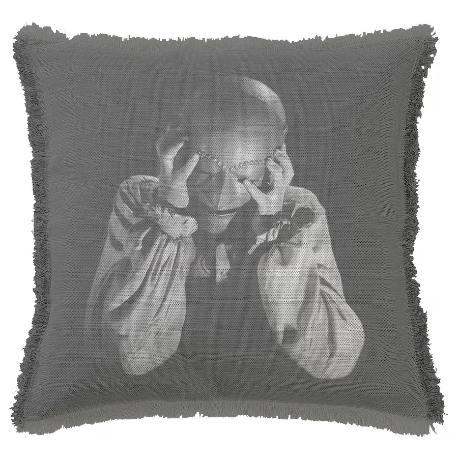 "Man in the Iron Mask" 50cm x 50cm Fringed Cotton/Poly Cushion Cover