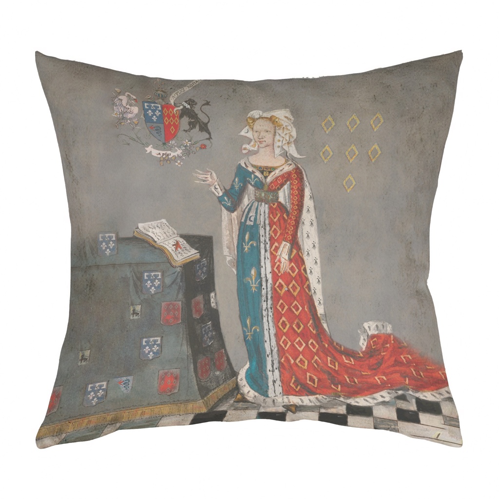 "Marguerite de Rohan" 40cm x 40cm Faux Leather Cushion Cover (Antique White)