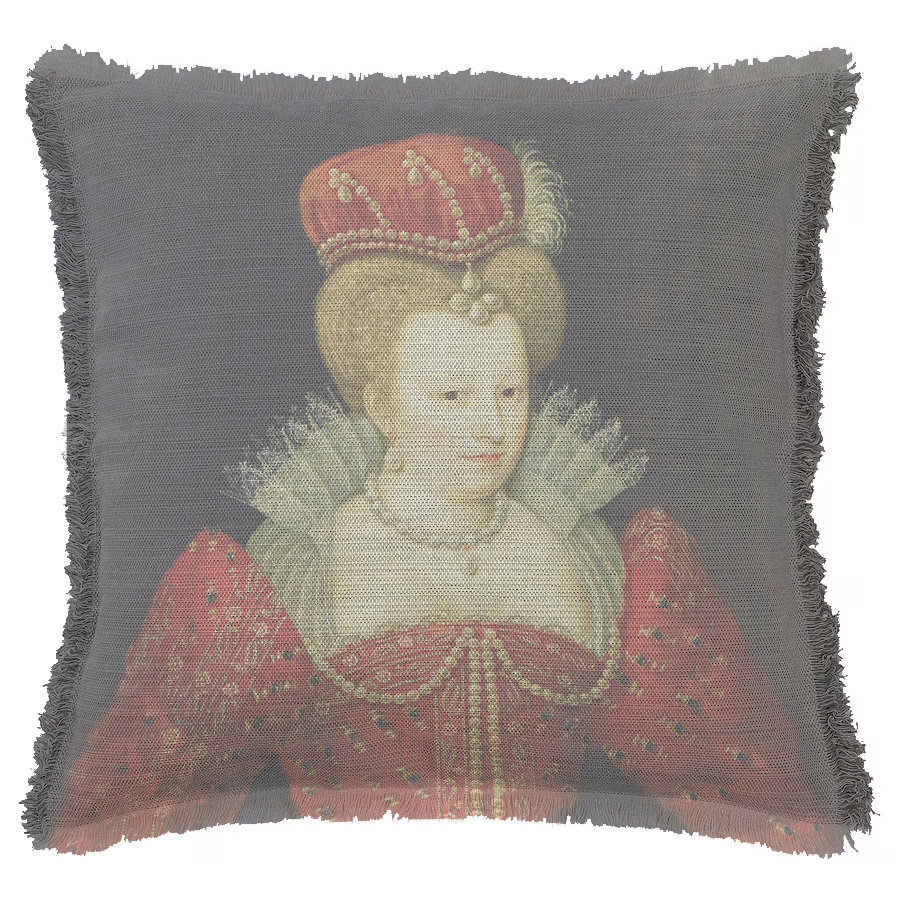 "Marguerite de Valois" 50cm x 50cm Fringed Cotton/Poly Cushion Cover
