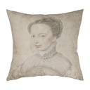 "Marguerite de Valois Sketch" 40cm x 40cm Faux Leather Cushion Cover