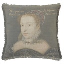 "Marguerite de Valois Portrait" 50cm x 50cm Fringed Cotton/Poly Cushion Cover