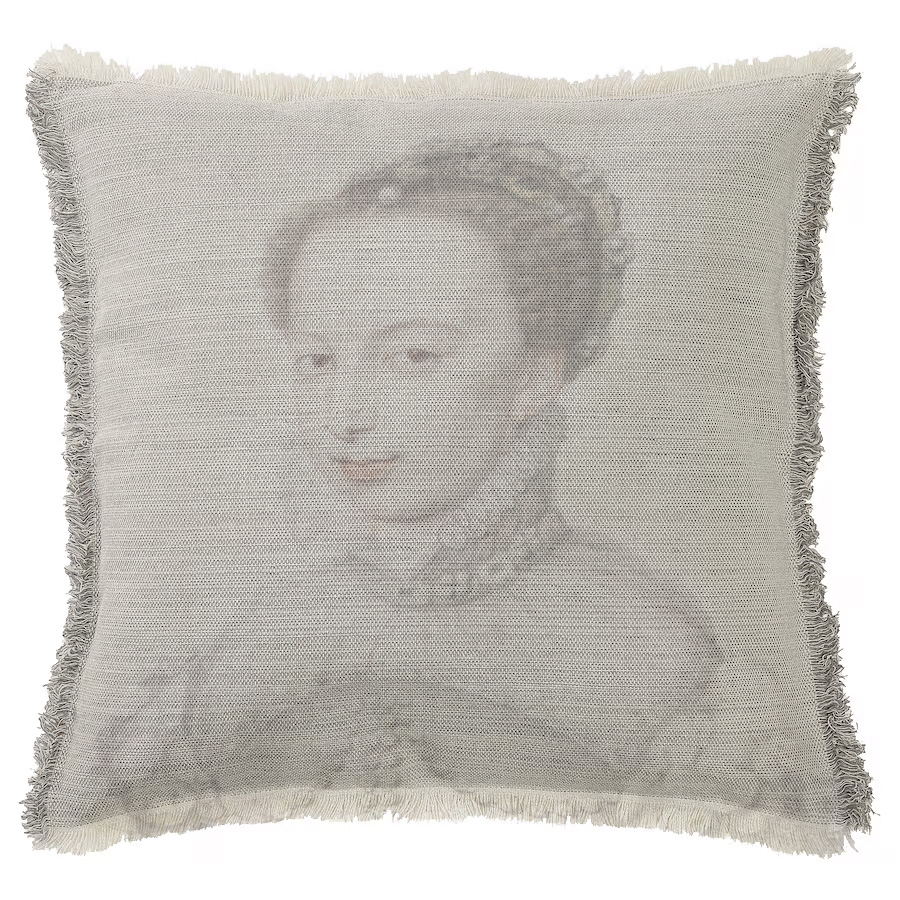 "Marguerite de Valois Sketch" 50cm x 50cm Fringed Cotton/Poly Cushion Cover