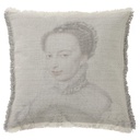 "Marguerite de Valois Sketch" 50cm x 50cm Fringed Cotton/Poly Cushion Cover