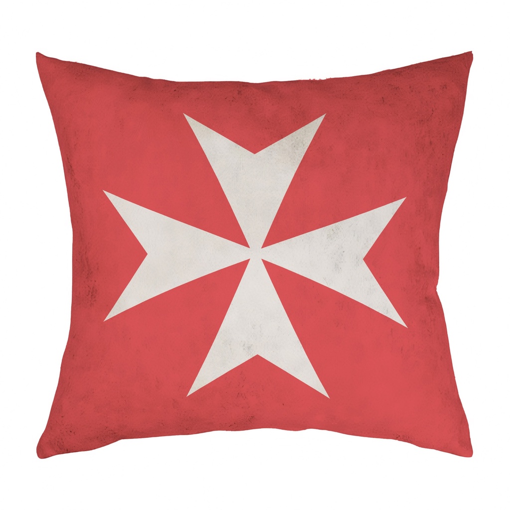 "Order of Saint John" 40cm x 40cm Faux Leather Cushion Cover (Antique White)