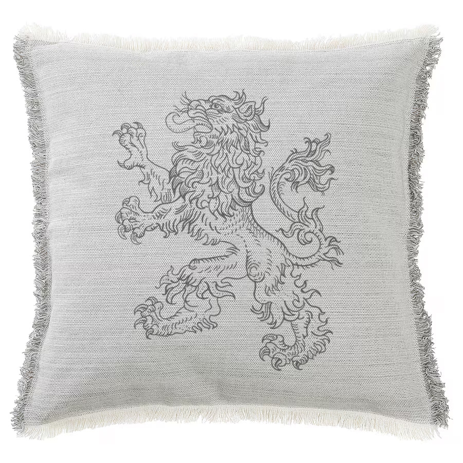 "Lion Rampant Facing Left" 50cm x 50cm Fringed Cotton/Poly Cushion Cover