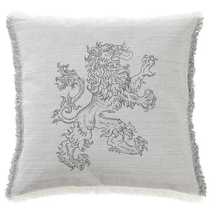"Lion Rampant Facing Right" 50cm x 50cm Fringed Cotton/Poly Cushion Cover