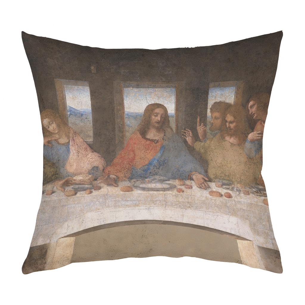 "The Last Supper (Centre)" by Leonardo da Vinci 40cm x 40cm Faux Leather Cushion Cover