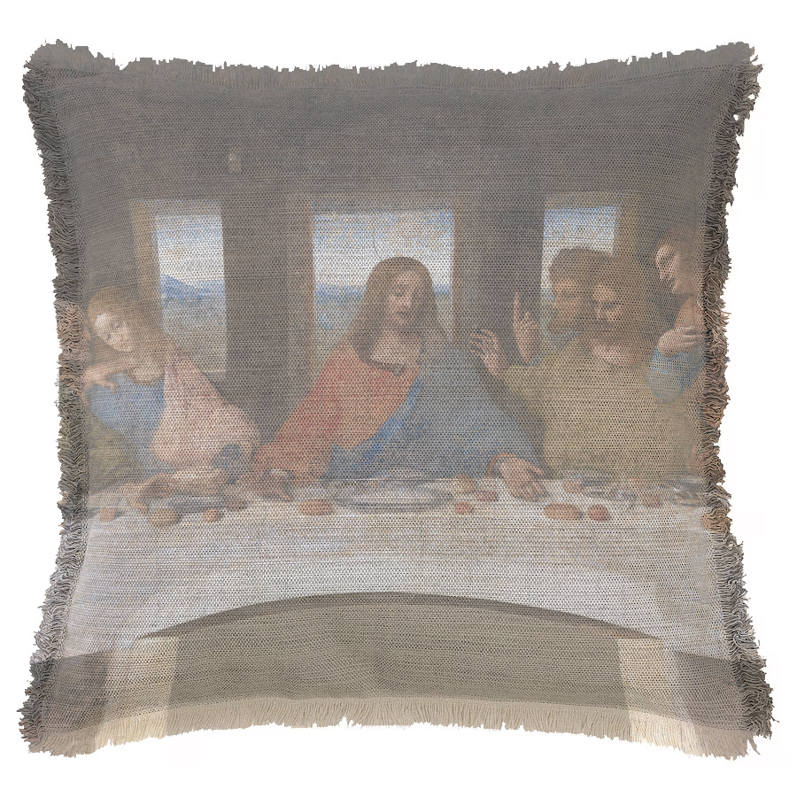 "The Last Supper (Centre)" by Leonardo da Vinci 50cm x 50cm Fringed Cotton/Poly Cushion Cover