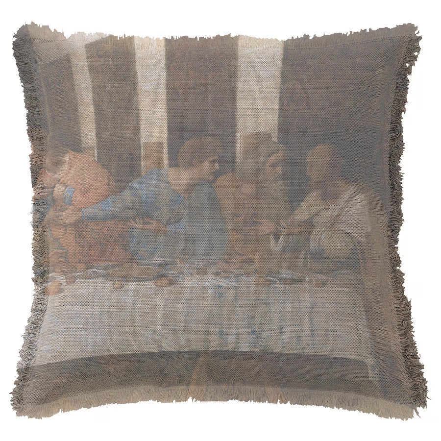 "The Last Supper (Right)" by Leonardo da Vinci 50cm x 50cm Fringed Cotton/Poly Cushion Cover