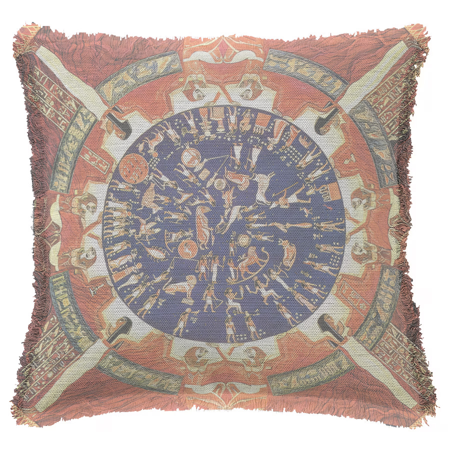 "Egyptian Zodiac" 50cm x 50cm Fringed Cotton/Poly Cushion Cover