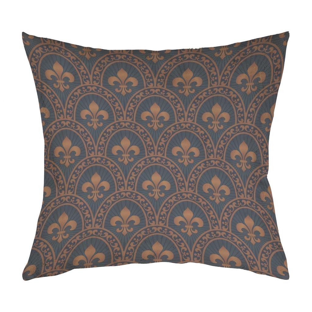 "Fleur de Lys Medieval" 40cm x 40cm Faux Leather Cushion Cover (Antique White)