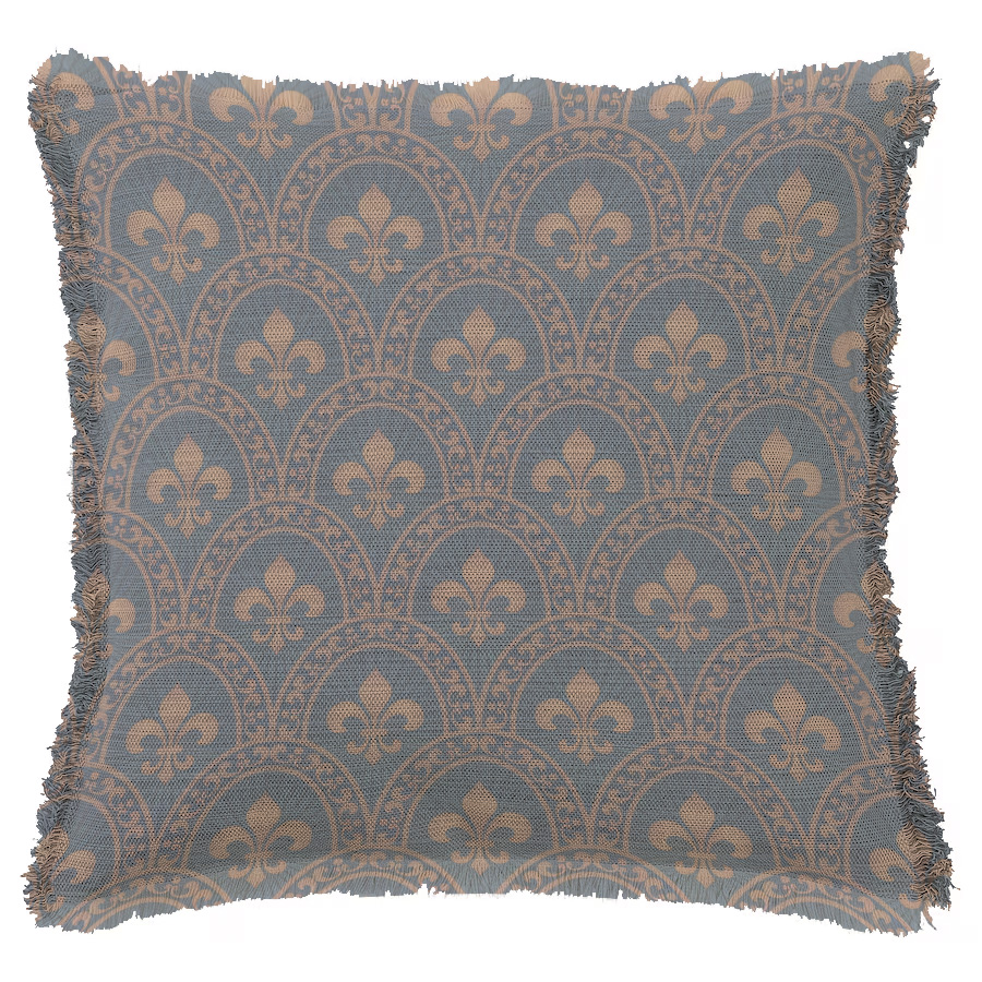 "Fleur de Lys Medieval" 50cm x 50cm Fringed Cotton/Poly Cushion Cover