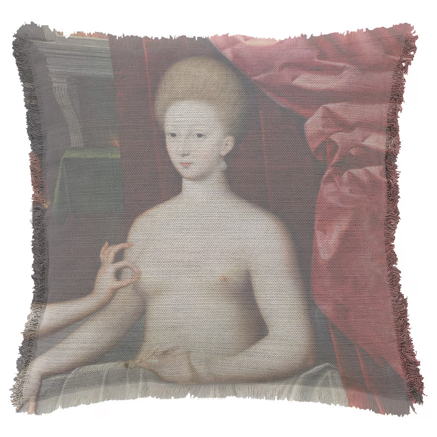 "Gabrielle d'Estrées and one of her Sisters (Right)" 50cm x 50cm Fringed Cotton/Poly Cushion Cover