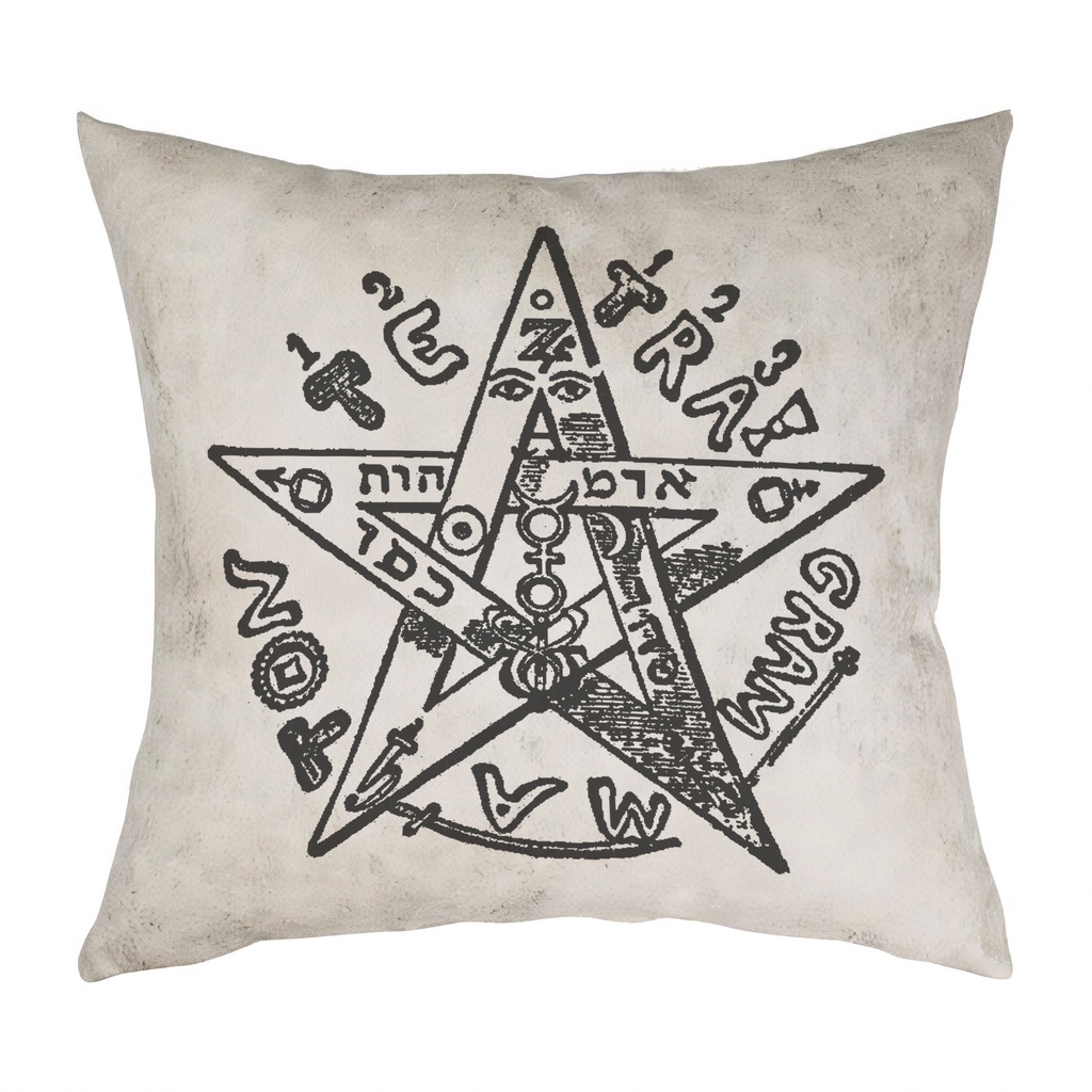 "Heinrich Cornelius Agrippa" 40cm x 40cm Faux Leather Cushion Cover (Antique White)