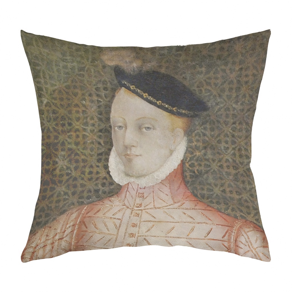 "Henry Stuart (Lord Darnley)" 40cm x 40cm Faux Leather Cushion Cover (Antique White)