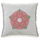 "Red Rose of Lancaster" 50cm x 50cm Fringed Cotton/Poly Cushion Cover