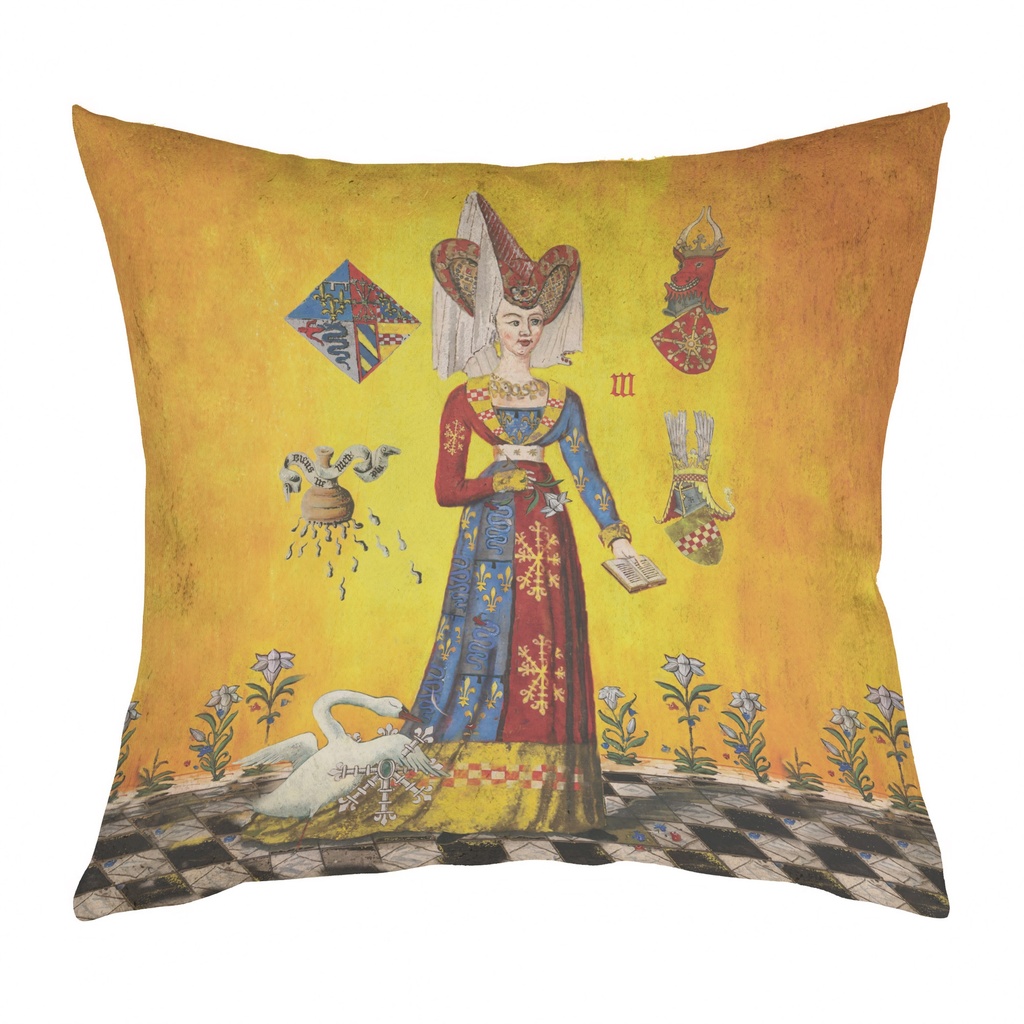 "Marie de Cleves" 40cm x 40cm Faux Leather Cushion Cover (Antique White)