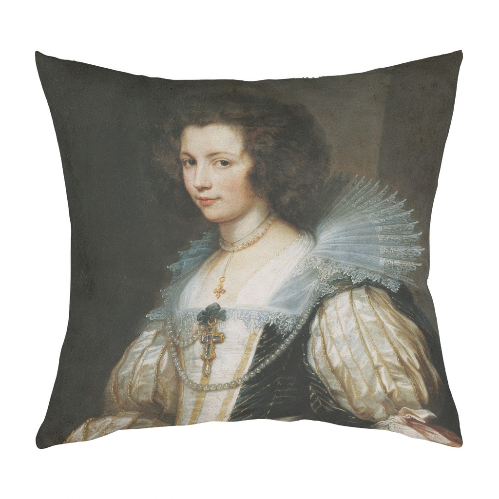 "Marie-Louise de Tassis" 40cm x 40cm Faux Leather Cushion Cover (Antique White)
