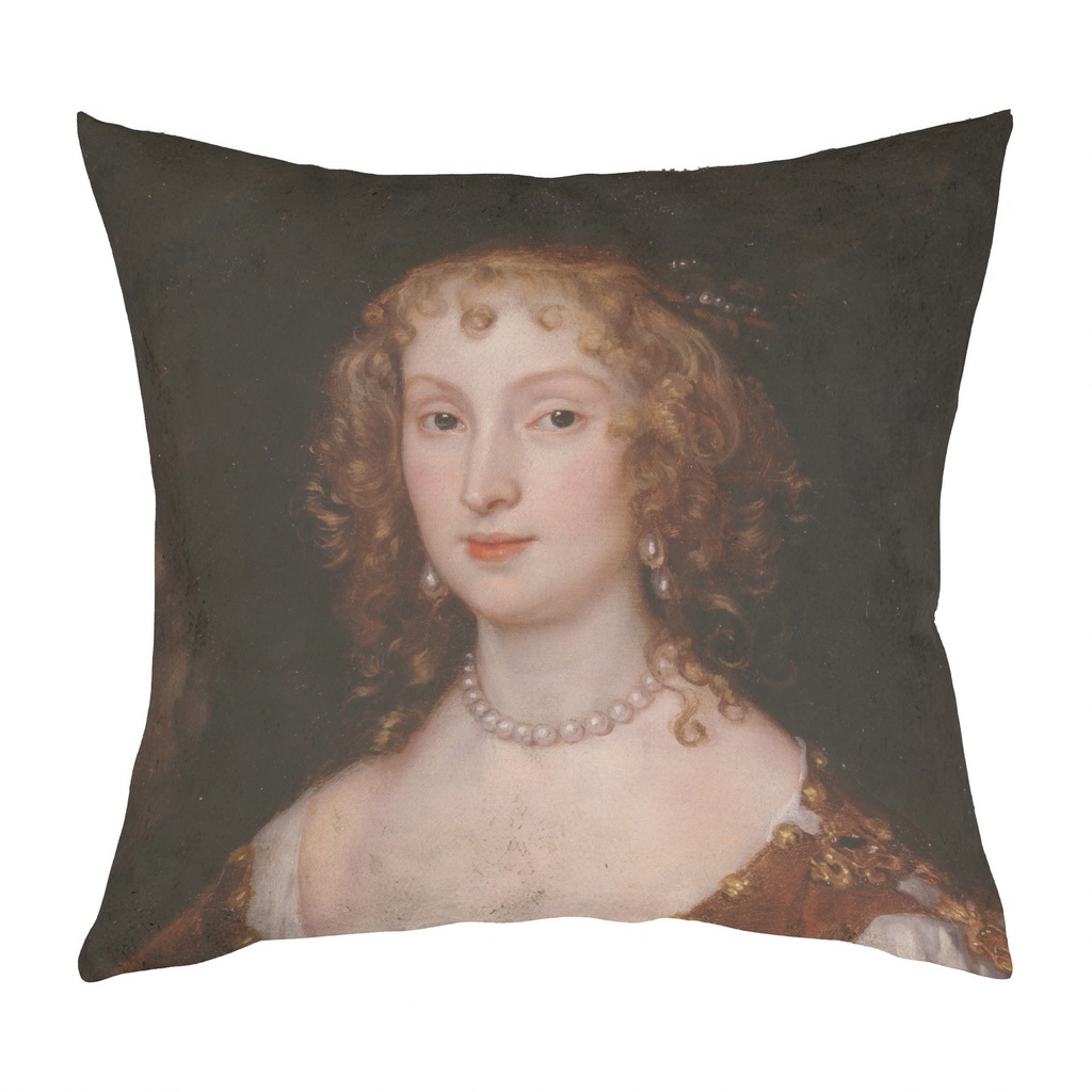 "Mary Hill, Lady Killigrew Detail" 40cm x 40cm Faux Leather Cushion Cover (Antique White)