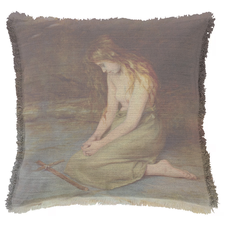 "Mary Magdalene" by Adolfo Tommasi 50cm x 50cm Fringed Cotton/Poly Cushion Cover