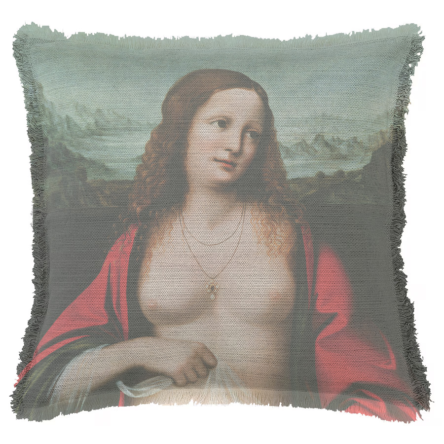 "Mary Magdalene" by Giampetrino Leonardoi 50cm x 50cm Fringed Cotton/Poly Cushion Cover