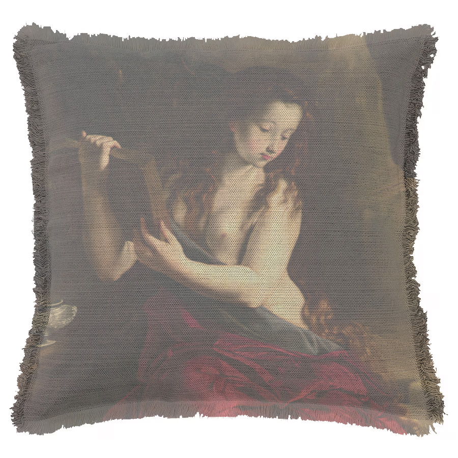 "Mary Magdalene" by Ginebra 50cm x 50cm Fringed Cotton/Poly Cushion Cover