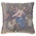 "Mary Magdalene, The Meal at Simon's (Left)" by Philippe de Champaign 50cm x 50cm Fringed Cotton/Poly Cushion Cover
