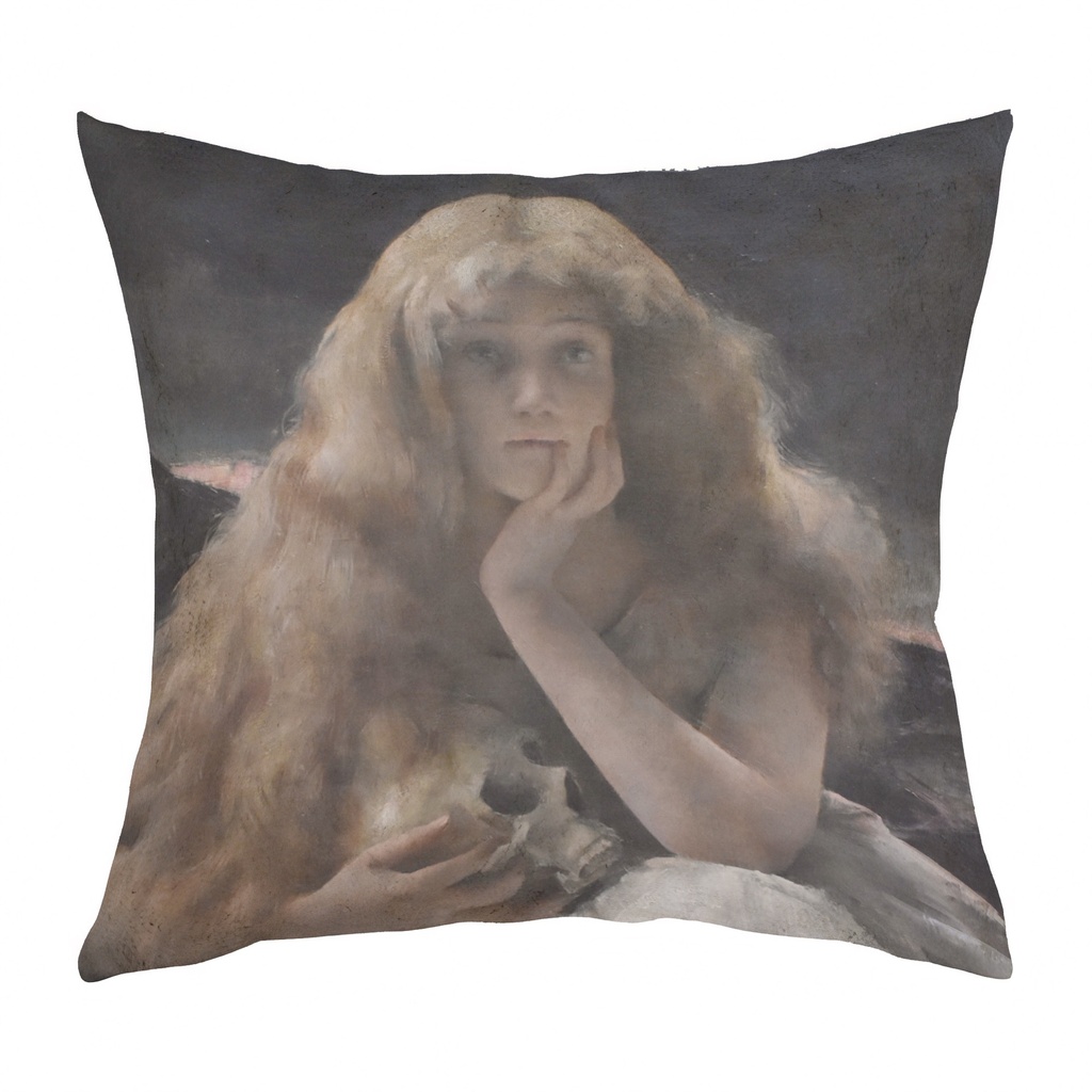 "Mary Magdalene" by Alfred Stevens 40cm x 40cm Faux Leather Cushion Cover