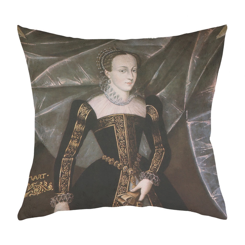 "Mary Queen of Scots from the Blair Museum" 40cm x 40cm Faux Leather Cushion Cover (Antique White)