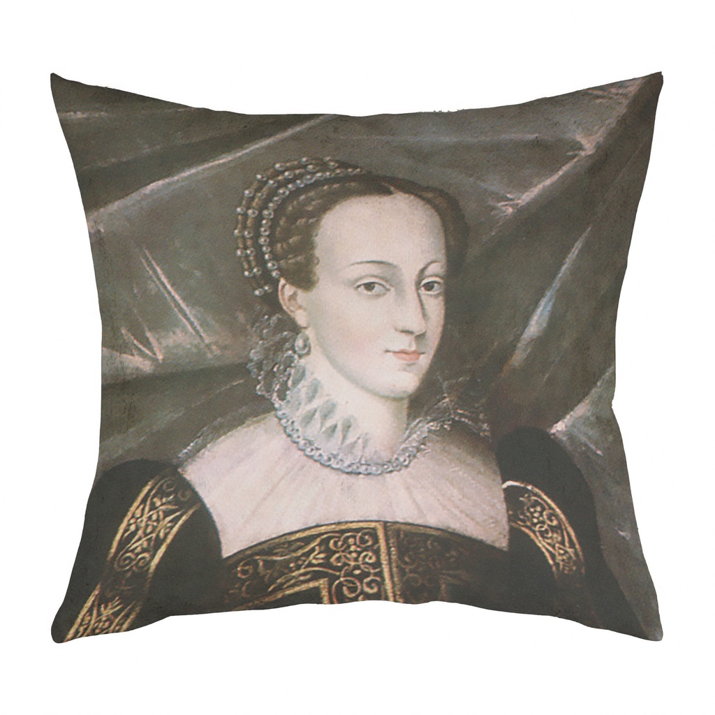 "Mary Queen of Scots from the Blair Museum (Detail)" 40cm x 40cm Faux Leather Cushion Cover (Antique White)