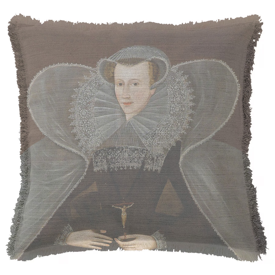 "Mary Queen of Scots" 50cm x 50cm Fringed Cotton/Poly Cushion Cover