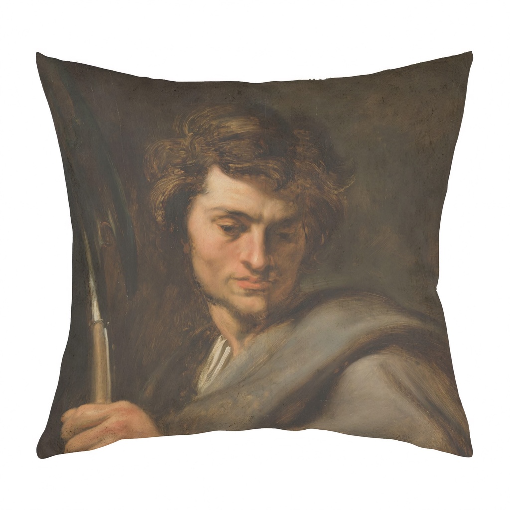 "Matthew the Apostle" 40cm x 40cm Faux Leather Cushion Cover (Antique White)