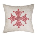 "Occitan Cross" 40cm x 40cm Faux Leather Cushion Cover