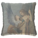 "Oedipus and the Sphinx" 50cm x 50cm Fringed Cotton/Poly Cushion Cover
