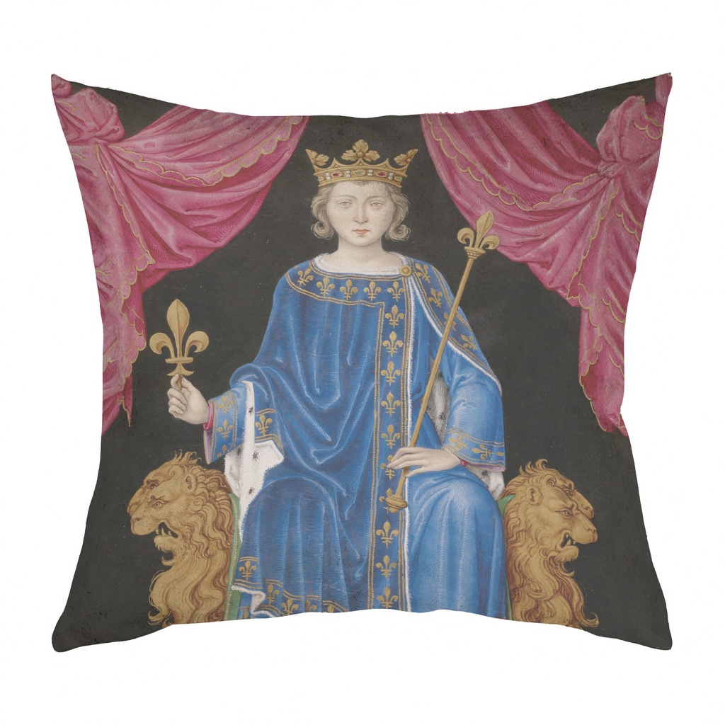 "Philippe IV" 40cm x 40cm Faux Leather Cushion Cover (Antique White)
